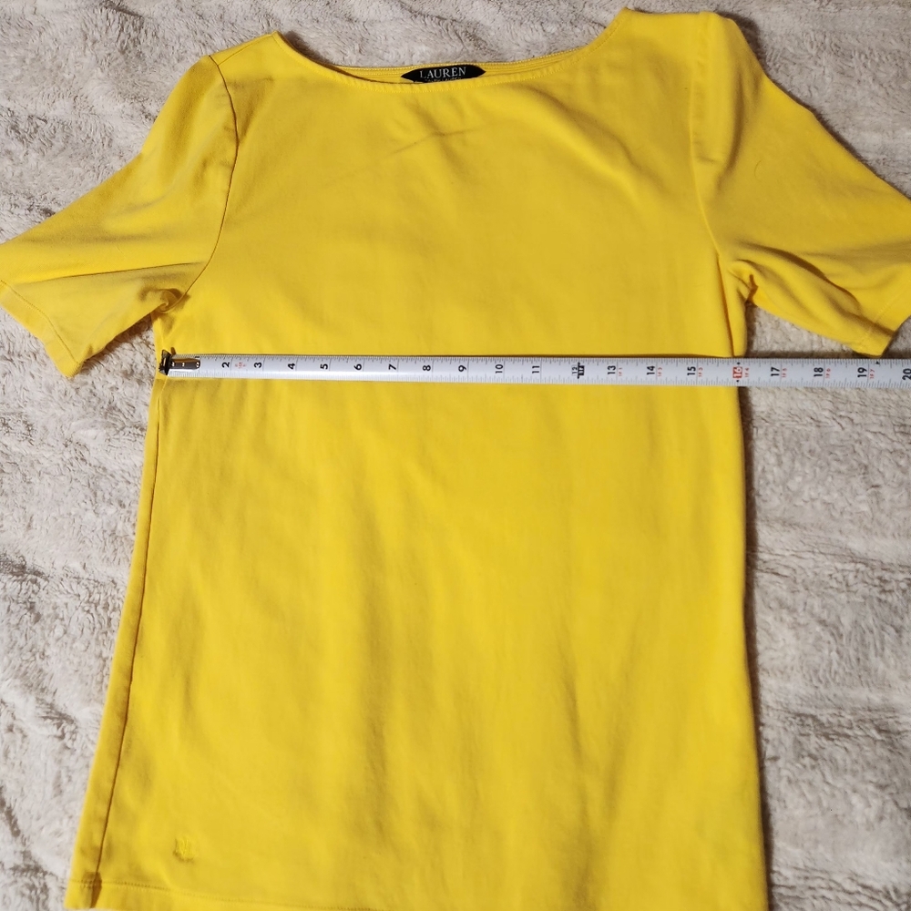 Lauren Ralph Lauren Womens Sz PL Yellow Shirt Embroidered Logo Short Sleeve Tee - Picture 4 of 7